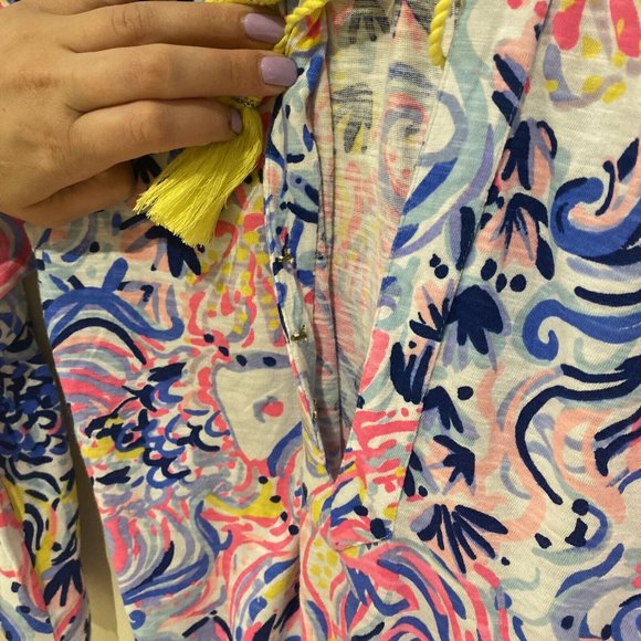 Lilly Pulitzer Bell Sleeve Romper Yellow Tassels Beachy Summer Vacation XXS - Picture 5 of 12